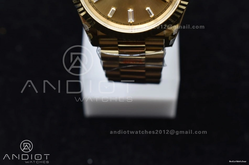 Diamond DayDate GoAnywhere Markers Bracelet Weight President YG Gold Dial A3255 904L Gain 723 V Steel GMF 40 On 0906